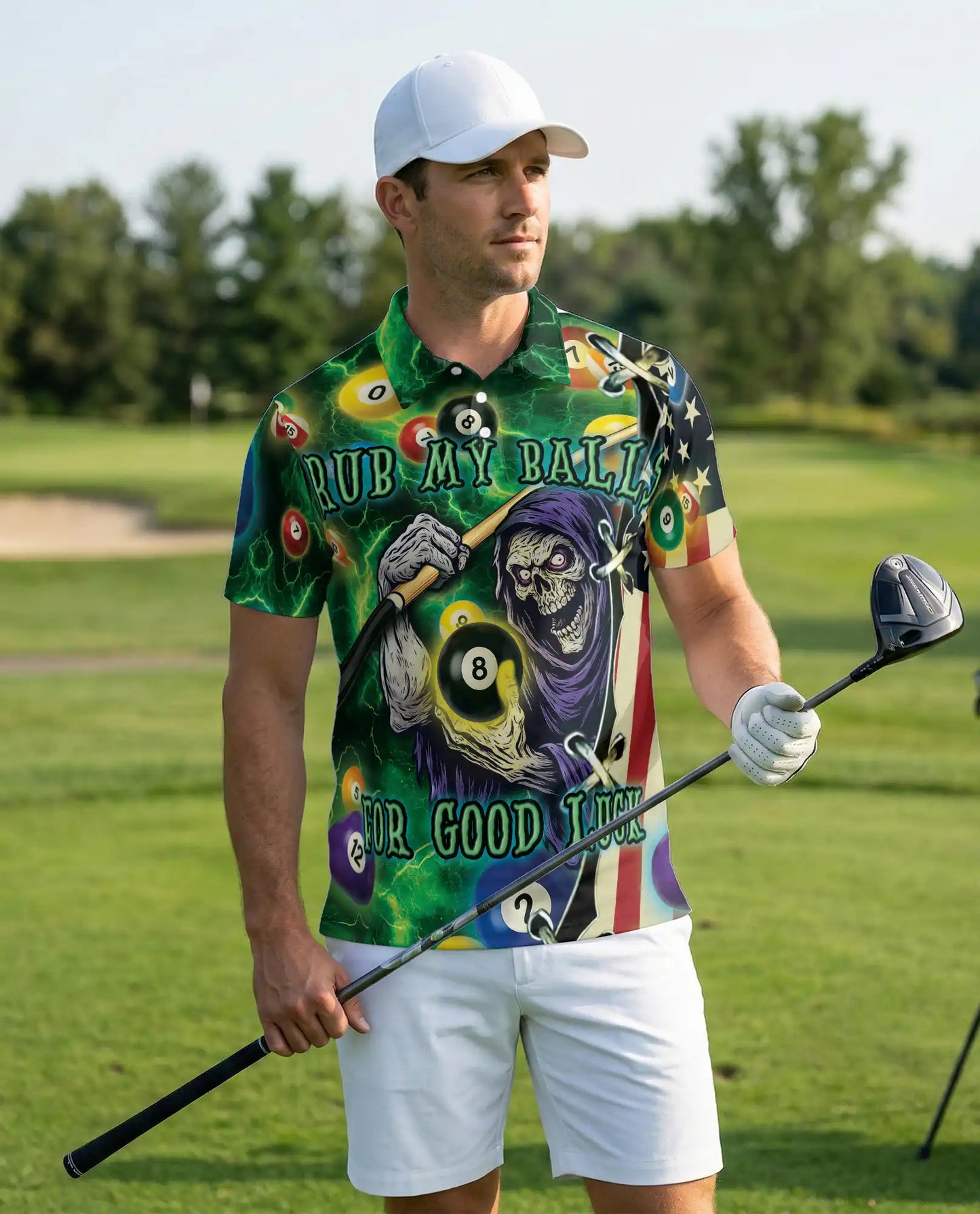 Rub My Balls Halloween Pool 3D Polo Shirt – Funny Billiard Game | Netecom