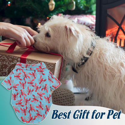 Netecom Matching Red Lobster Hawaiian Shirt for Dog and Owner, Aloha Summer Shirt, Lobster Print Button Down Outfit for Pet and Human, Beach Vacation Casual Wear