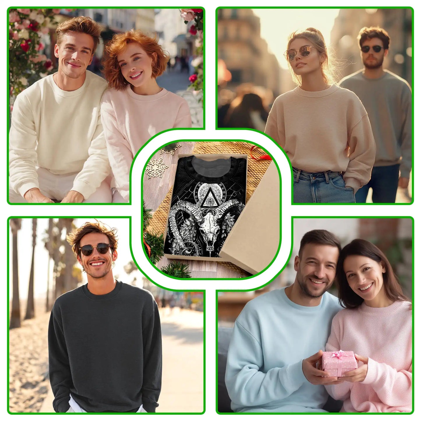 Occult Goat Skull Graphic Sweatshirt, 3D All Over Print Gothic Mystical Crewneck Pullover for Men Women, Dark Art Lover Gift - Netecom