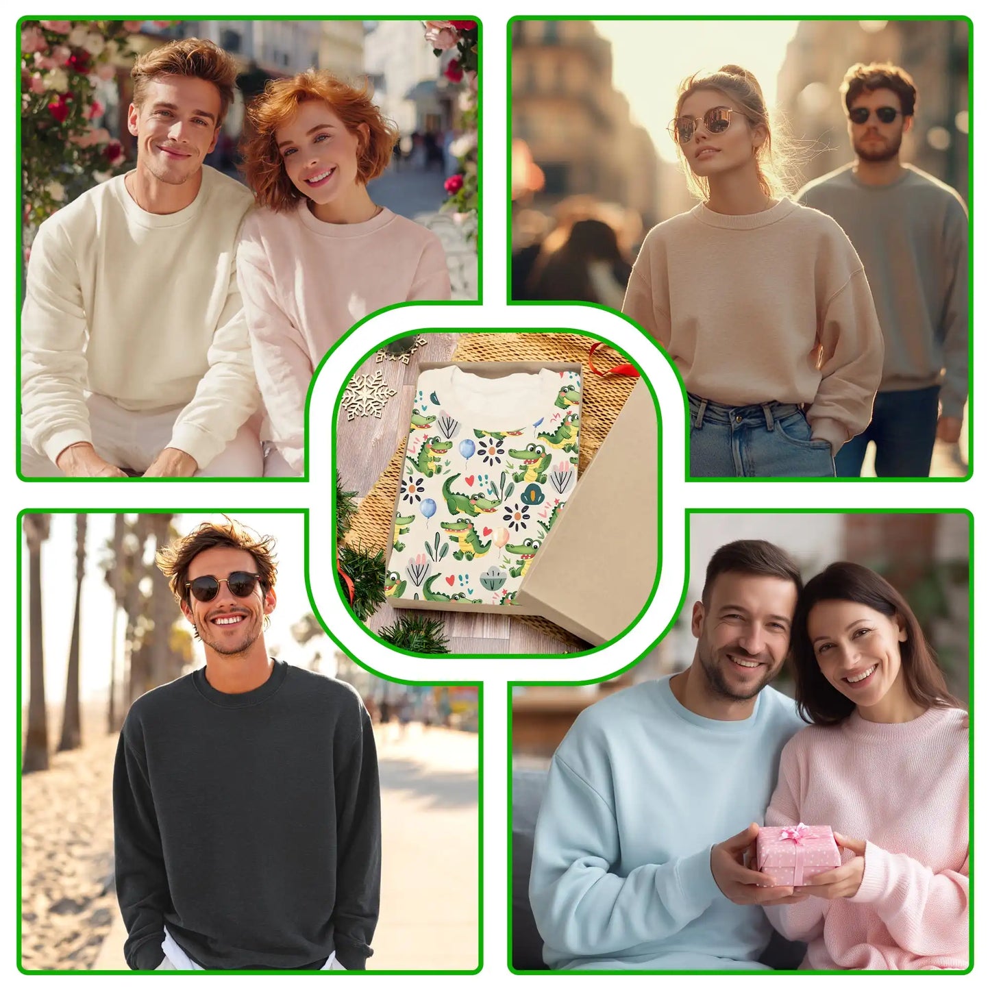 Alligator Pattern Sweatshirt, 3D All Over Print Reptile Crewneck Pullover for Men Women, Alligator Lover Gift - Netecom