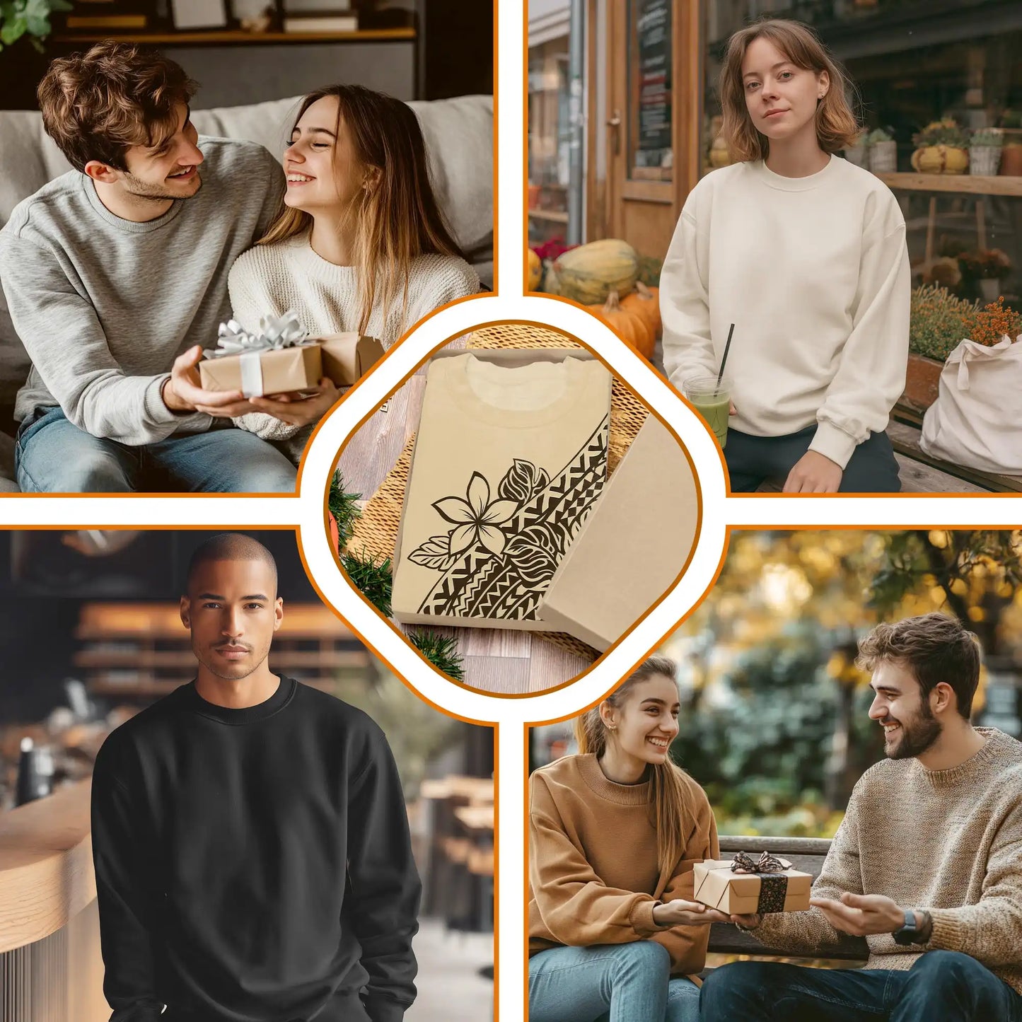 Tribal Tropical Flowers Beige Sweatshirt, 3D All Over Print Polynesian Floral Crewneck Pullover for Men Women, Tropical Flower Lover Gift - Netecom