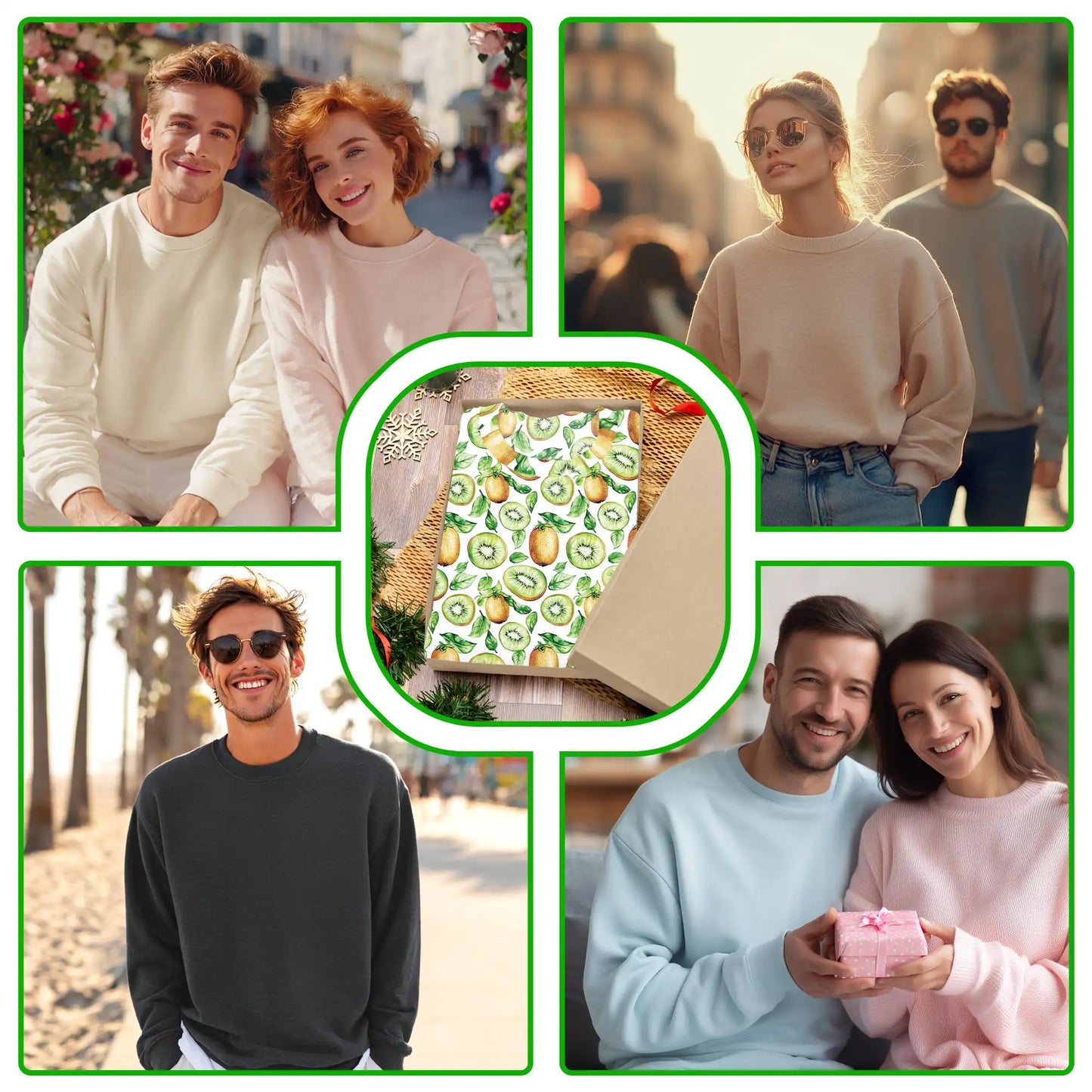 Kiwi Pattern Sweatshirt, 3D All Over Print Tropical Fruit Crewneck Pullover for Men Women, Kiwi Lover Gift - Netecom