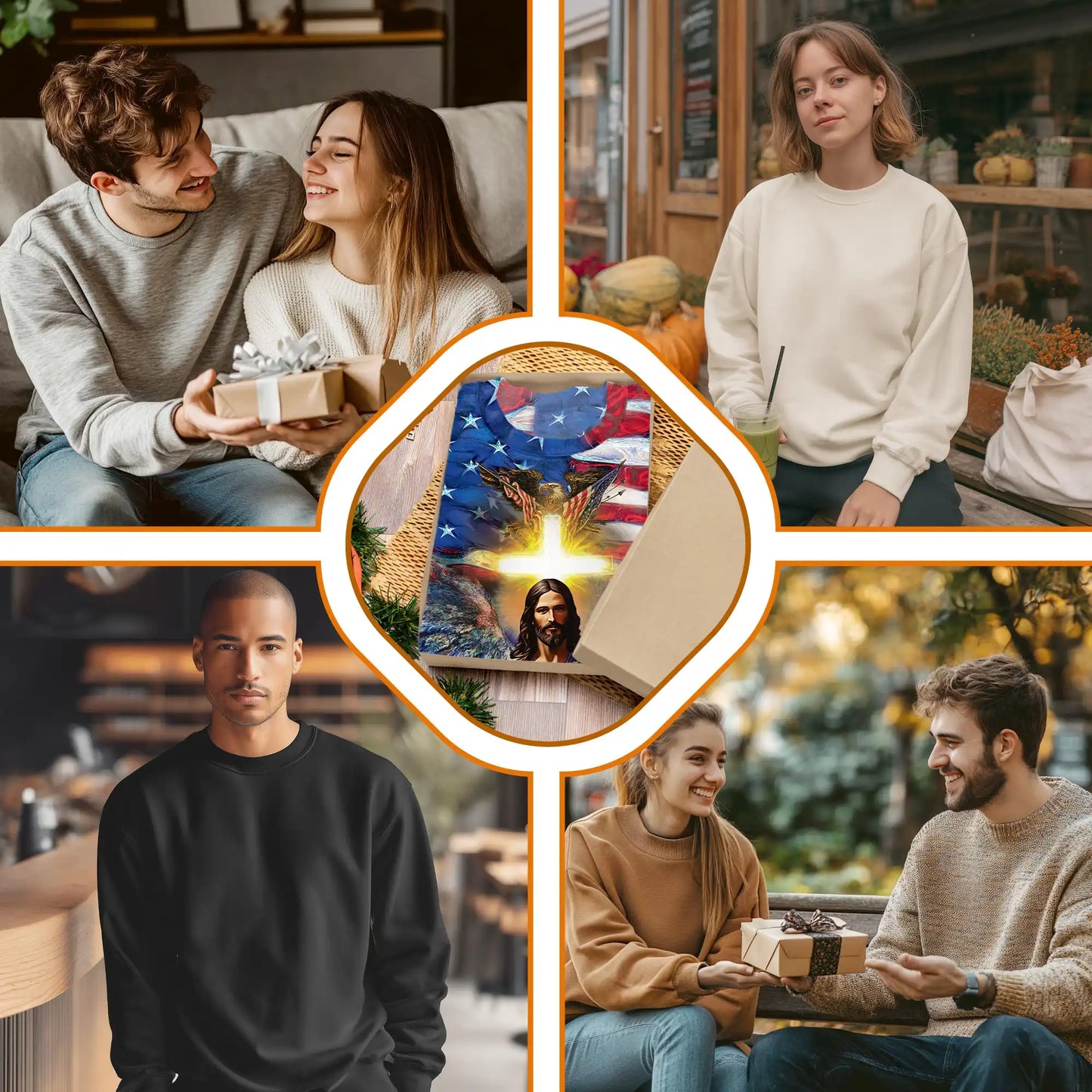 America and Jesus Bless Sweatshirt, 3D All Over Print Patriotic Faith Crewneck Pullover for Men Women, Christian American Gift - Netecom