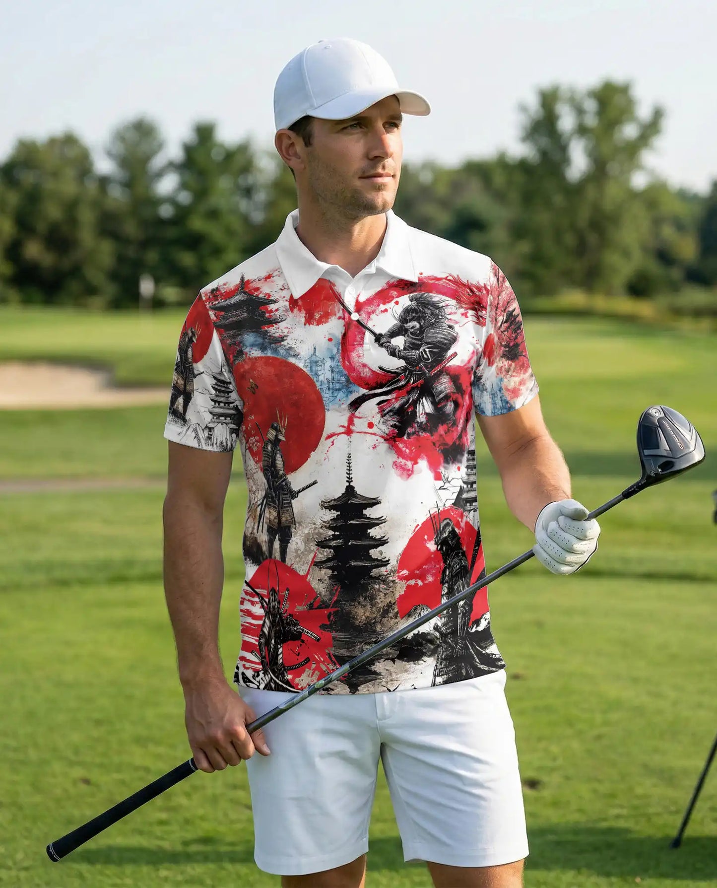 Japanese Samurai Dragon 3D Polo Shirt for Men – Warrior Mythology Art Style | Netecom