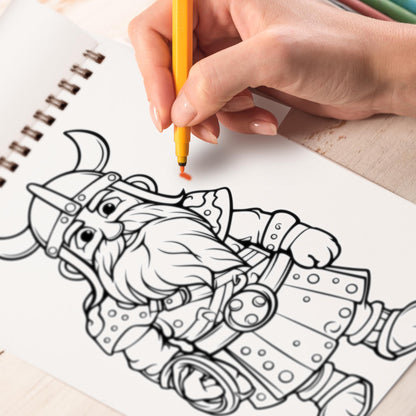 Chibi Cute Viking Spiral Bound Coloring Book, Unleash Your Creativity with 30 Adorable Chibi Viking Coloring Pages