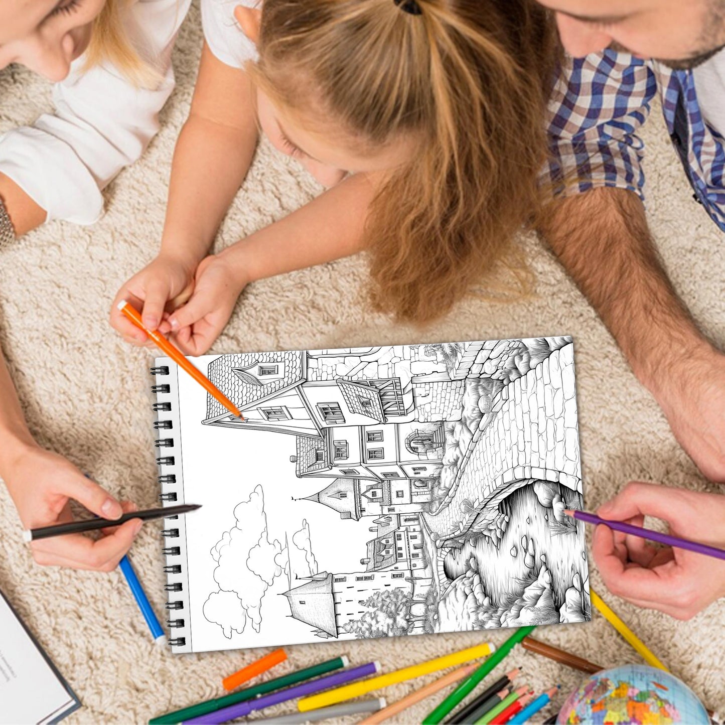 Country Town Spiral Bound Coloring Book, Picturesque Country Towns for Relaxing Coloring, Perfect for Those Seeking a Slice of Rural Life