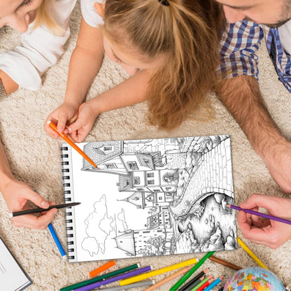 Country Town Spiral Bound Coloring Book, Picturesque Country Towns for Relaxing Coloring, Perfect for Those Seeking a Slice of Rural Life