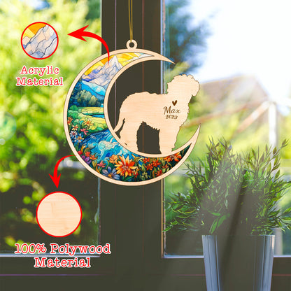 Netecom Labradoodle Dog Memorial Suncatcher, Personalized Dog Christmas Ornament with Name Date, Dog Death Sympathy Gift for Pet Loss Sun Catchers, Dog Grief Gift, Bereavement Gifts for Loss of Pet