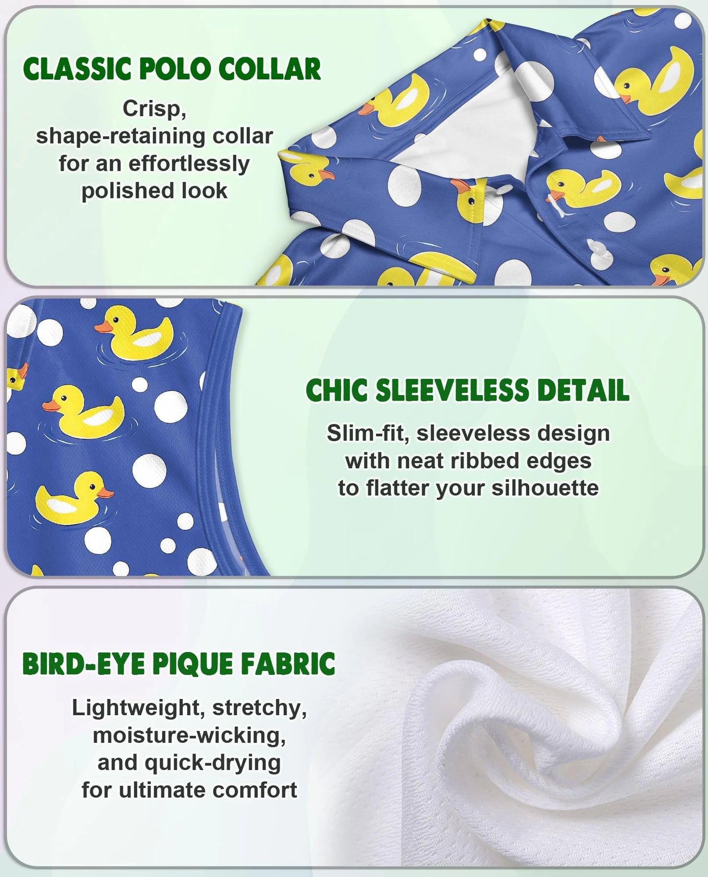 Rubber Duck Polka Dot Sleeveless Polo Shirt for Women – Cute Fun Style | Netecom