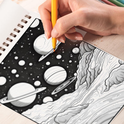 Fantasy Space Spiral Bound Coloring Book, Set Your Imagination Free with 30 Pages of Coloring Joy, Letting You Explore the Uncharted Depths of Fantasy Space