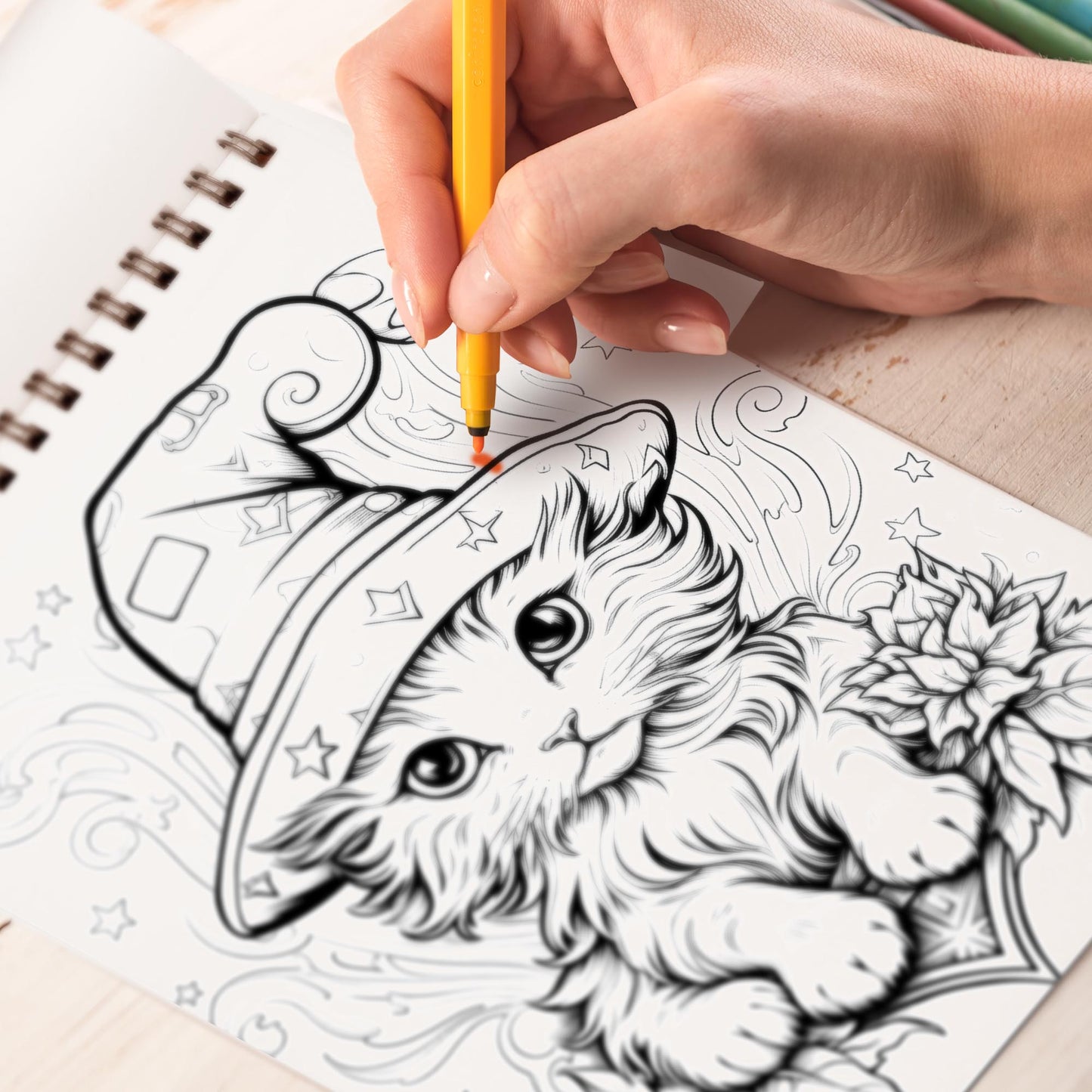 Halloween Kitty Spiral Bound Coloring Book, Journey into a World of Imagination with 30 Artistic Coloring Pages Inspired by the Whimsy of Halloween Kitties.