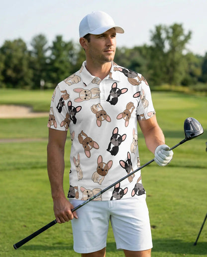 Cute French Bulldog Pattern 3D Polo Shirt for Men – Cartoon Dog Lover Style | Netecom