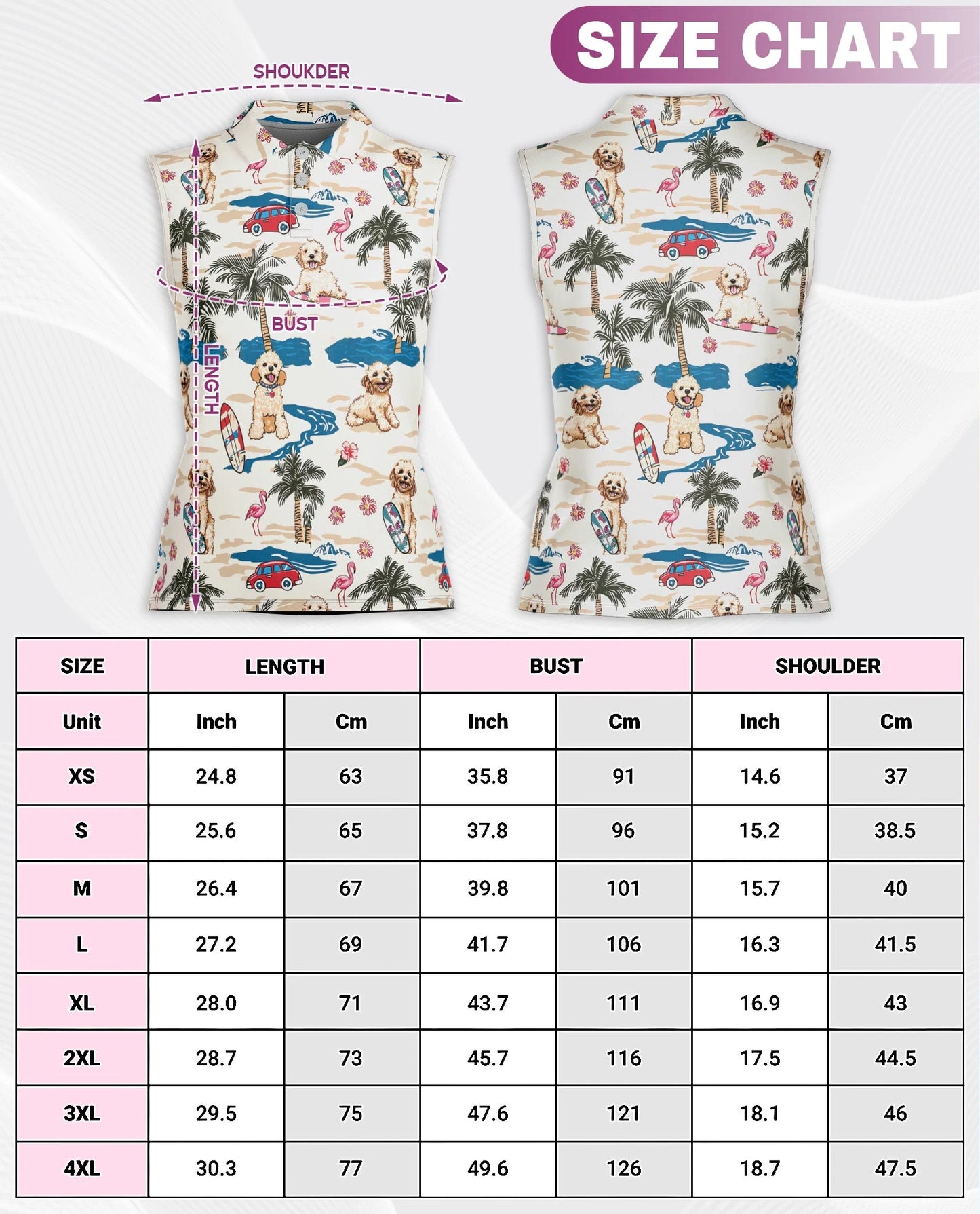 Goldendoodle Summer Beach Sleeveless Polo Shirt for Women | Netecom