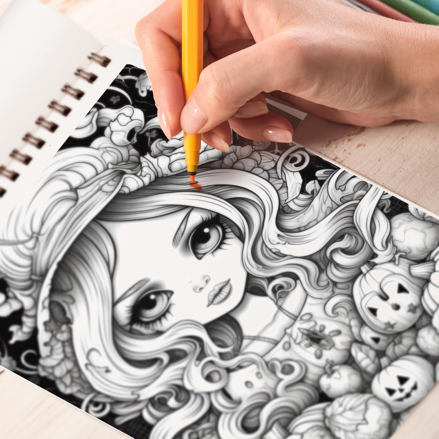 Miss Nightmare Spiral Bound Coloring Book, Enter the Dark and Mysterious World of Miss Nightmare with 30 Hauntingly Beautiful Coloring Pages