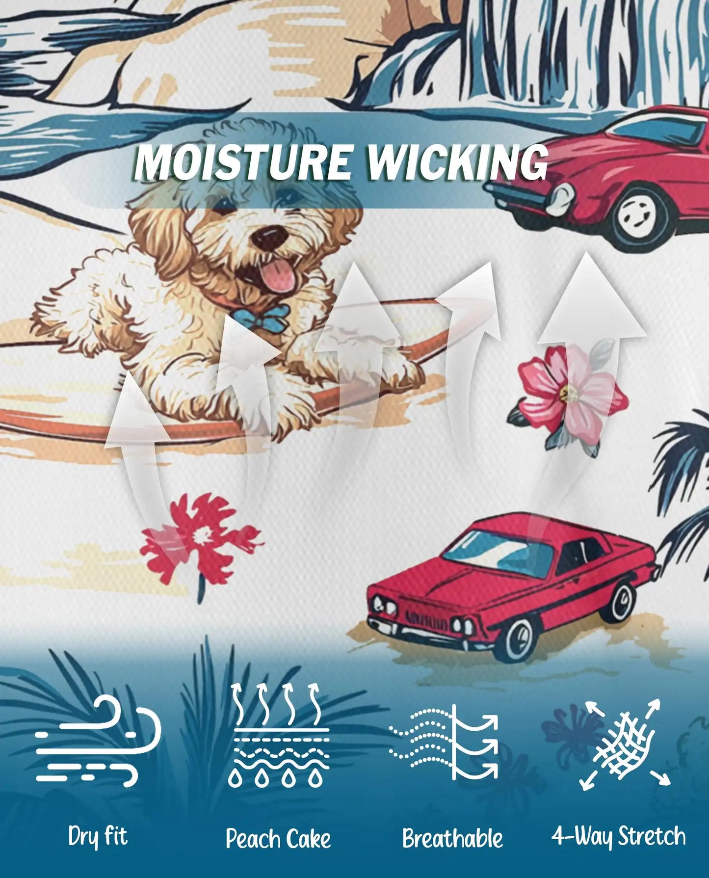 Surfing Dog Beach Polo Shirt - Coastal Tropical Vacation Style | Netecom