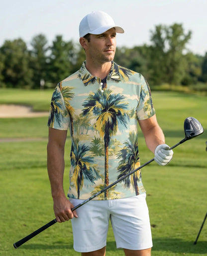 Palm Tree 3D Polo Shirt for Men – Vintage Tropical Beach Style | Netecom