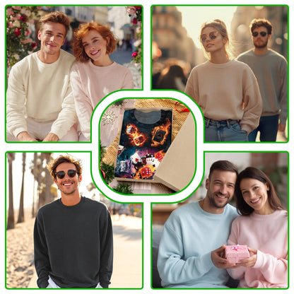 Burning Dice Poker Sweatshirt, 3D All Over Print Casino Gaming Crewneck Pullover for Men Women, Poker Player Gift - Netecom