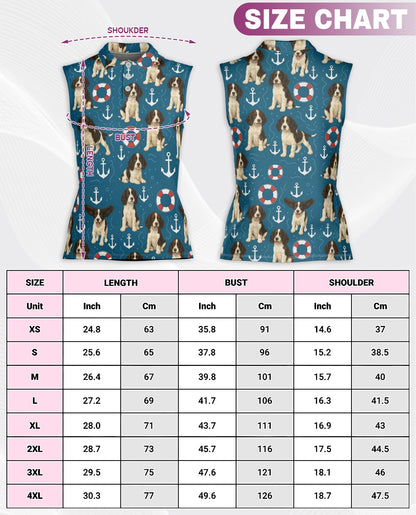 English Springer Spaniel Sleeveless Polo Shirt for Women – Cute Dog Lover Style | Netecom
