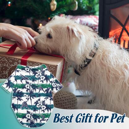 Netecom Matching Wrestling White Palm Aloha Hawaiian Shirt for Dog and Owner, Sport Inspired Summer Shirt, Relaxed Casual Outfit for Pet and Human