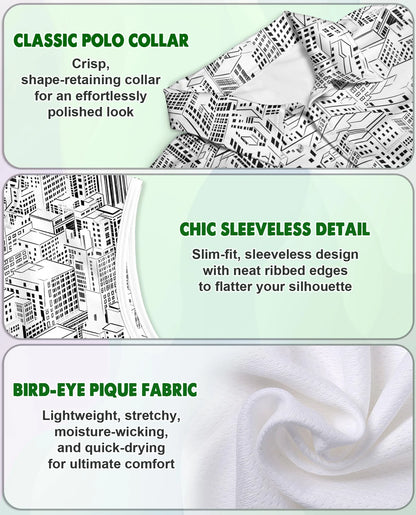 City Buildings Sleeveless Polo Shirt for Women | Netecom