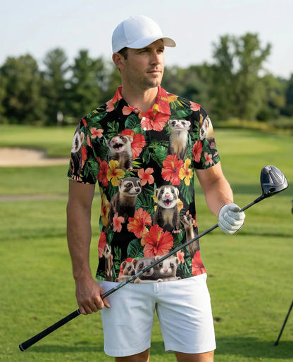 Ferret Hawaiian Polo Shirt – Tropical Floral Style | Netecom