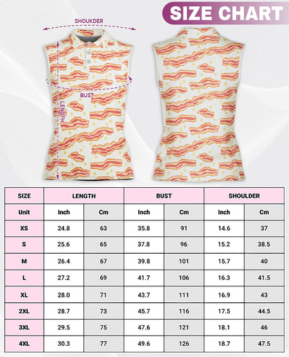 Bacon Eggs Pattern Sleeveless Polo Shirt for Women | Netecom