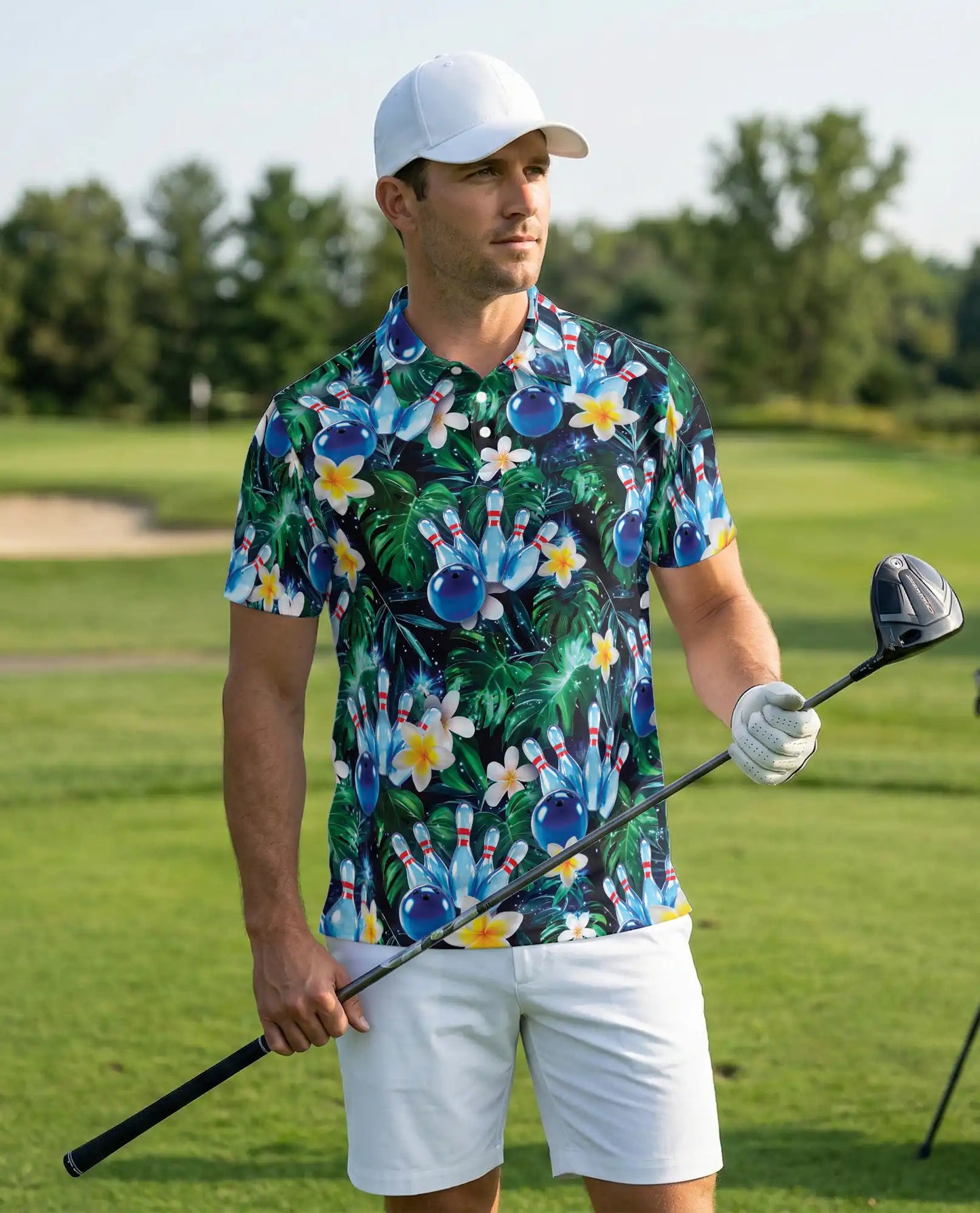 Tropical Bowling 3D Polo Shirt for Men – Floral Palm Tree Sports Style | Netecom