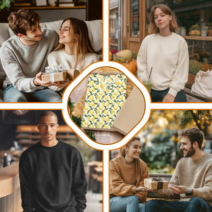 Lemon Pattern Sweatshirt, 3D All Over Print Citrus Fruit Crewneck Pullover for Men Women, Lemon Lover Gift - Netecom