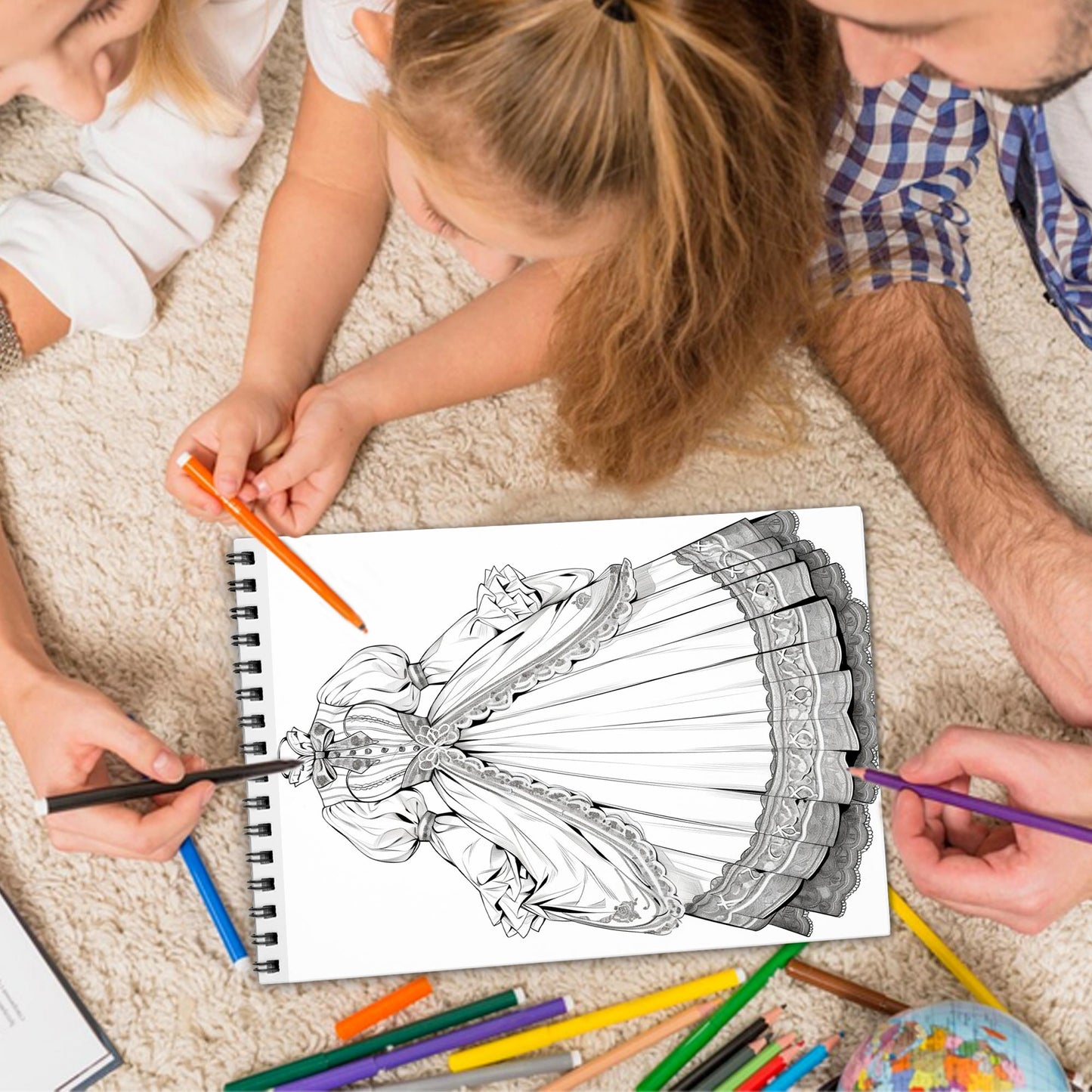 Dresses Spiral Bound Coloring Book, Elegant Dresses for Fashionable Artistic Expression, Perfect for Style Enthusiasts and Creative Minds