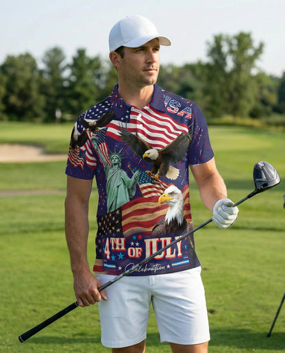 4th of July Polo Shirt – Patriotic Eagle USA Print | Netecom