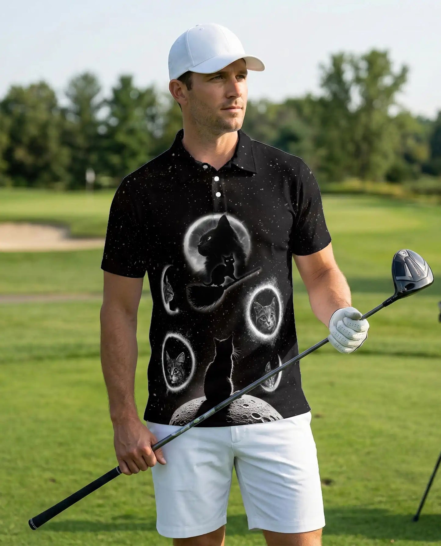 Black Cat Galaxy Polo Shirt | Netecom
