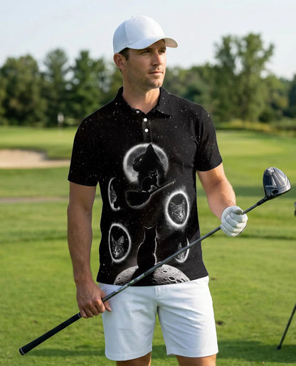 Black Cat Galaxy Polo Shirt | Netecom