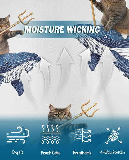 Cat Riding Whale Polo Shirt for Men – Funny Ocean Animal Style | Netecom