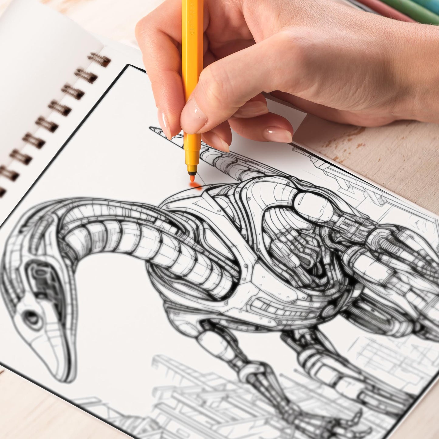 Futuristic Robot Dinosaur Spiral Bound Coloring Book, Venture into the Futuristic Robot Dinosaur Coloring Book with 30 Mesmerizing Illustrations