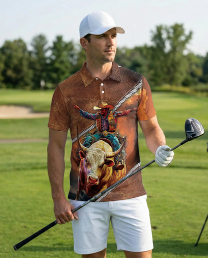Cowboy Bull Riding 3D Polo Shirt for Men – Western Rodeo Ranch Style | Netecom
