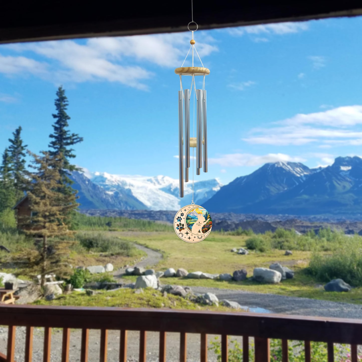 Netecom Boston Terrier Wind Chimes Memorial, Personalized Pet Memorial Windchime for Dog Suncatcher, Bostie Dog Loss Memorial Ornament, Loss of Pet Remembrance Gift, Sympathy Pet Wind Chimes Outdoor Garden