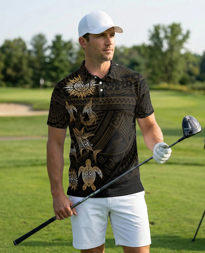 Polynesian Sea Turtle 3D Polo Shirt for Men – Tribal Ocean Style | Netecom