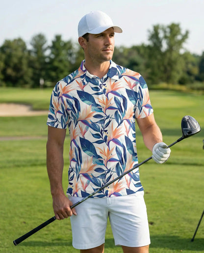Bird of Paradise Polo Shirt – Tropical Floral Print | Netecom