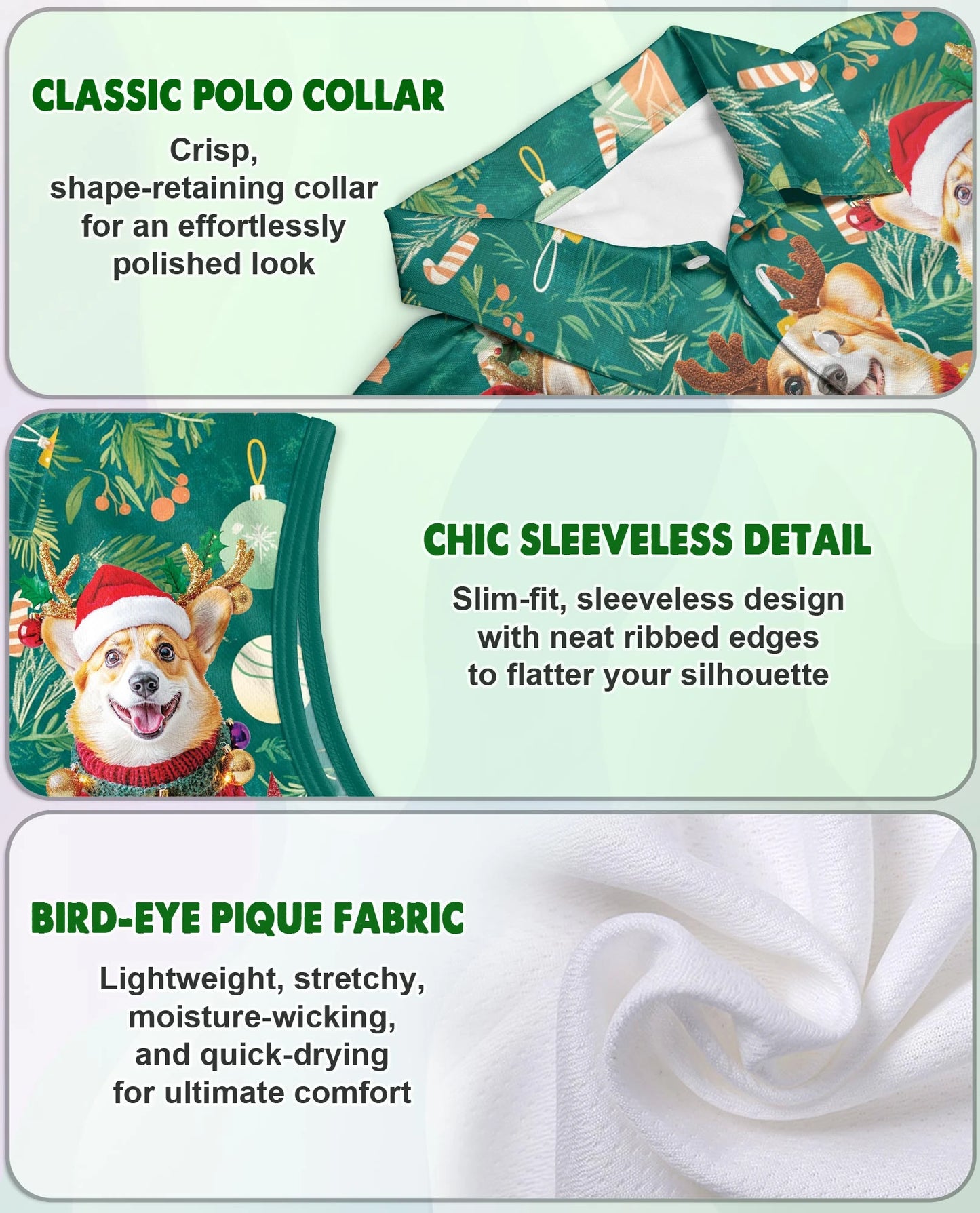 Christmas Corgi Sleeveless Polo Shirt for Women – Cute Dog Holiday Style | Netecom