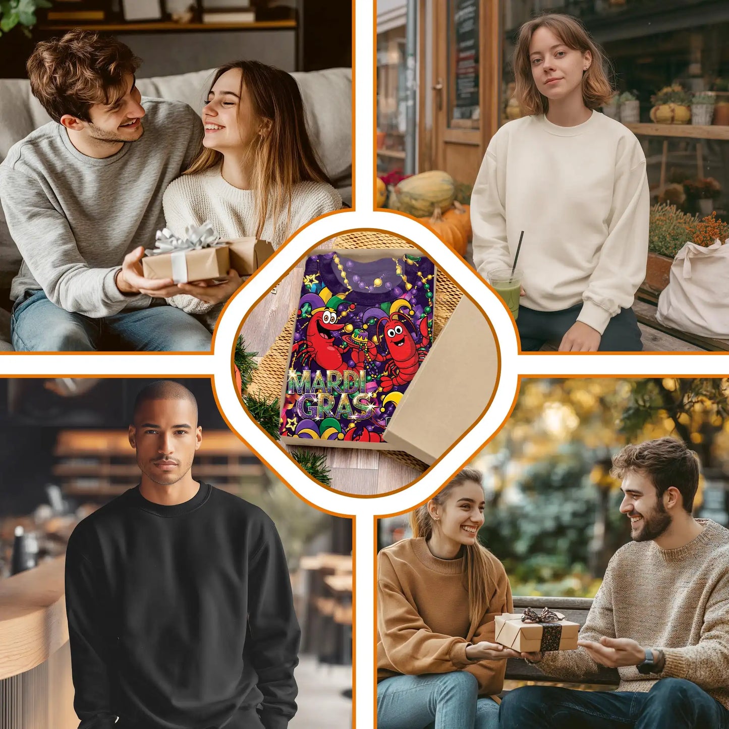 Happy Mardi Gras Shrimps Sweatshirt, 3D All Over Print Carnival Seafood Crewneck Pullover for Men Women, Mardi Gras Gift - Netecom