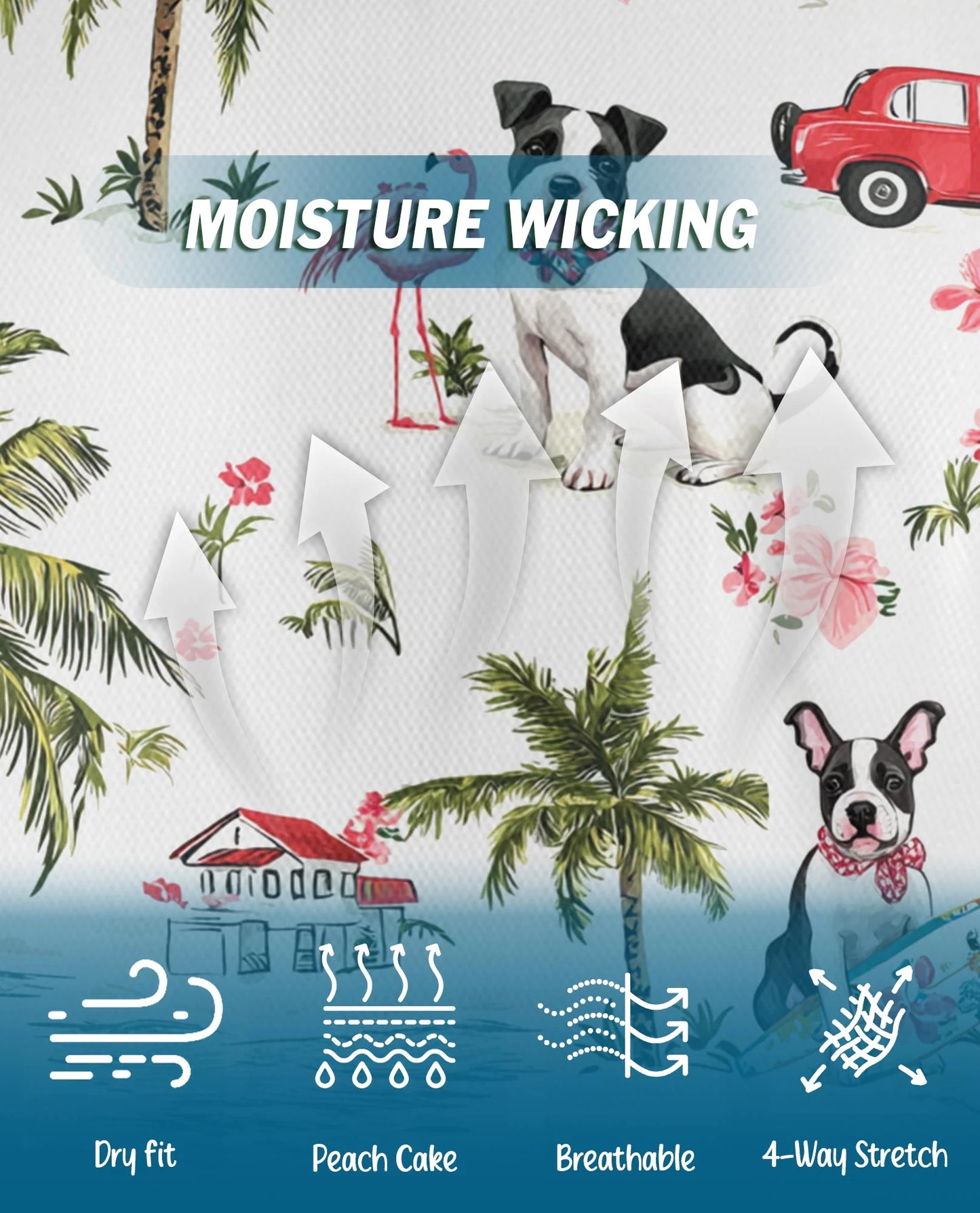 Dog Surfing Beach Polo Shirt for Men – Tropical Palm Tree Style | Netecom