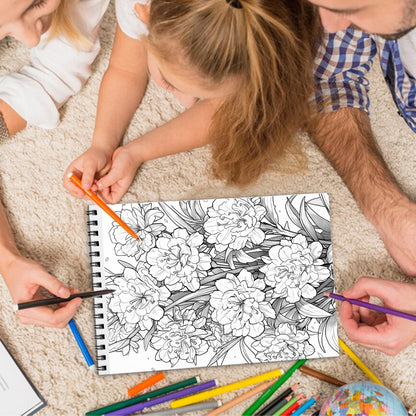 Calming Flowers Spiral Bound Coloring Book, Tranquil Floral Designs for a Relaxing and Soothing Experience, Ideal for Those Seeking Peaceful Art