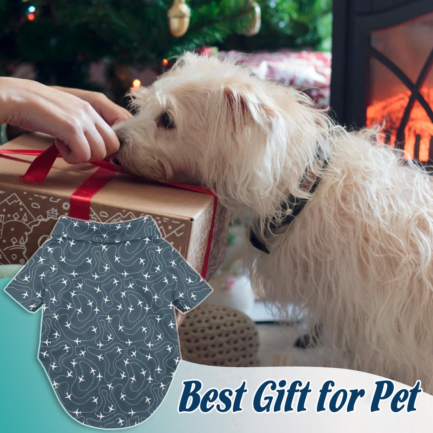 Netecom Matching Vintage Airplane Aloha Hawaiian Shirt for Dog and Owner, Aloha Summer Shirt, Retro Aircraft Print Outfit for Pet and Human, Beach Vacation Casual Wear