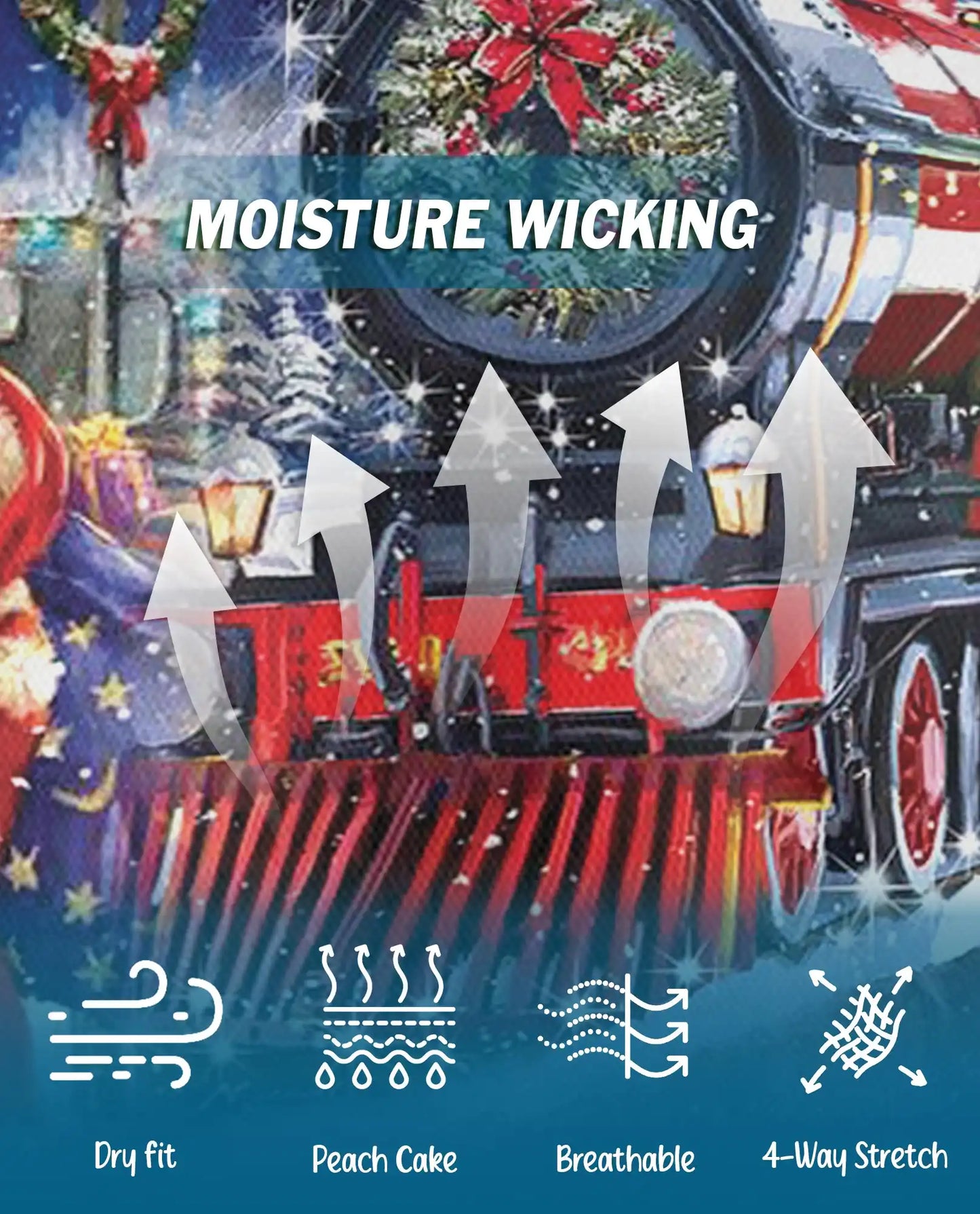 Santa Christmas Train 3D Polo Shirt for Men – Vintage Holiday Railway Style | Netecom