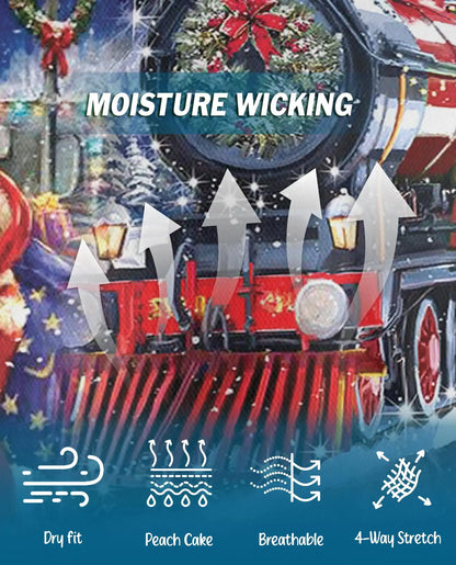 Santa Christmas Train 3D Polo Shirt for Men – Vintage Holiday Railway Style | Netecom