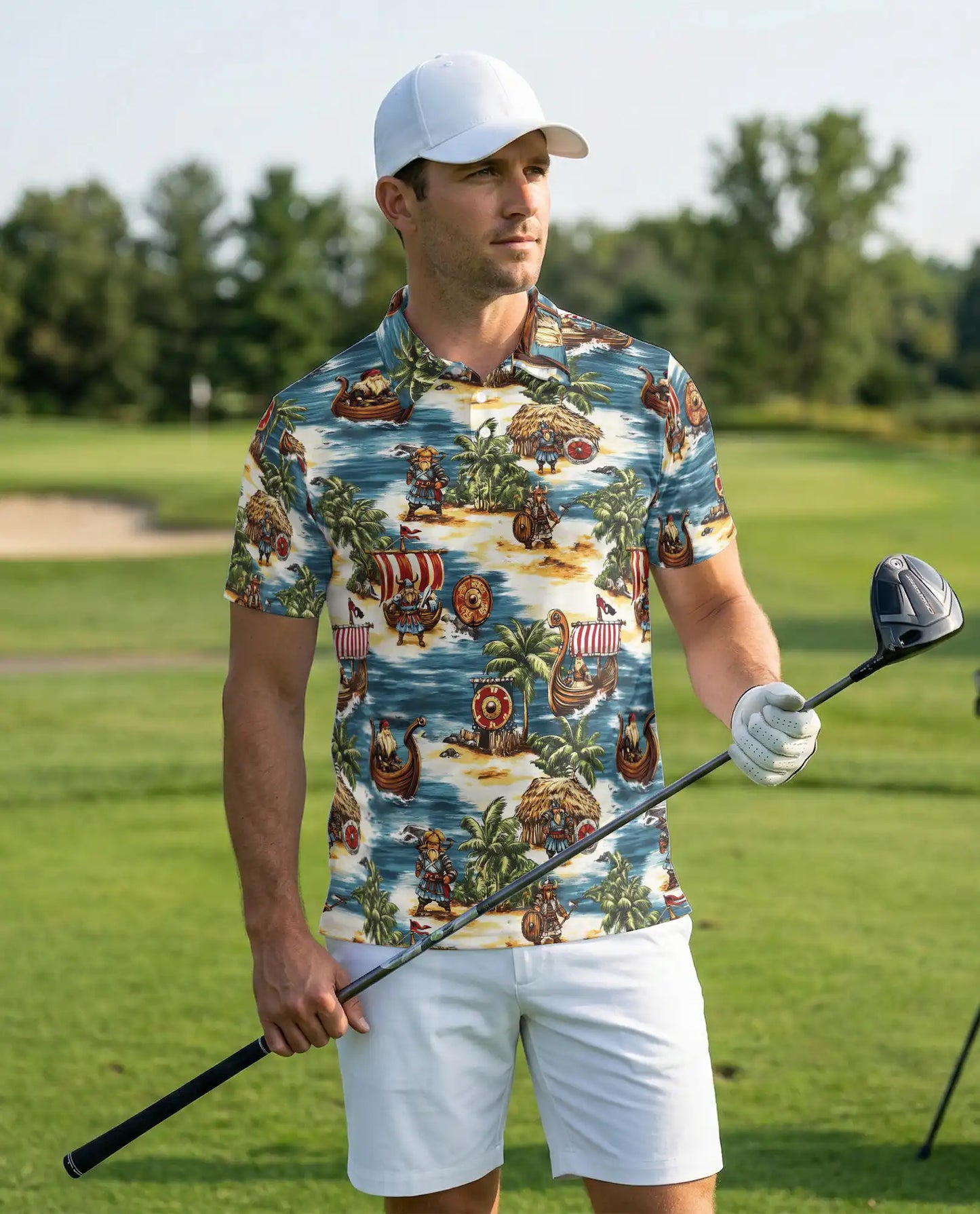 Viking Tropical Polo Shirt – Nordic Island Print | Netecom