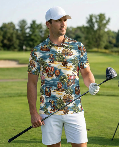 Viking Tropical Polo Shirt – Nordic Island Print | Netecom