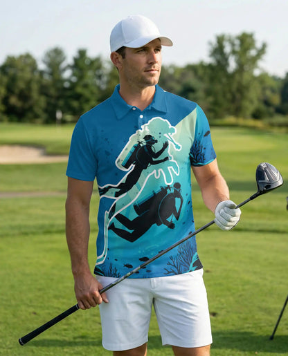 Scuba Diving Polo Shirt for Men-Underwater Ocean Diver Shirt | Netecom