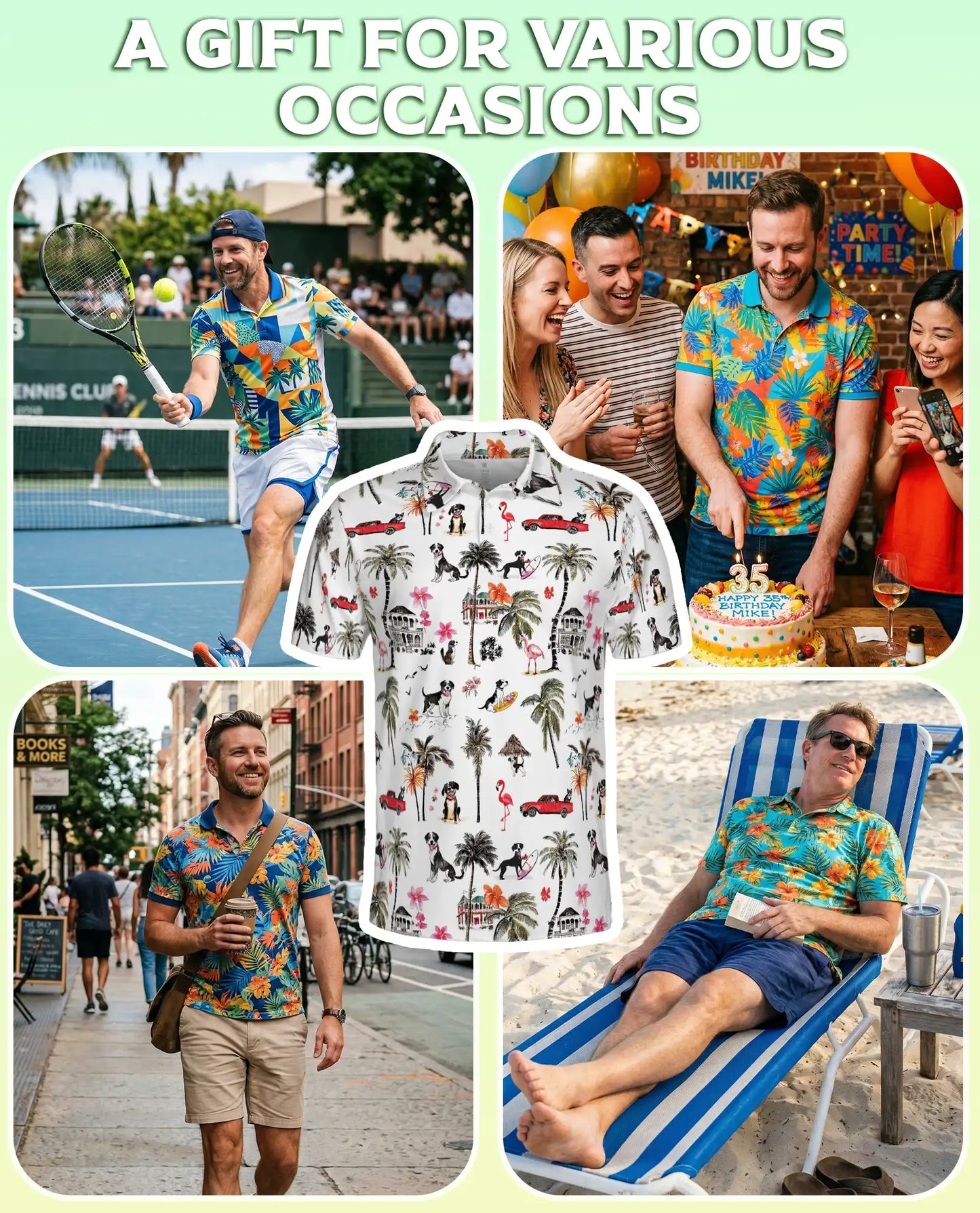 Dog Beach Hawaiian 3D Polo Shirt | Netecom