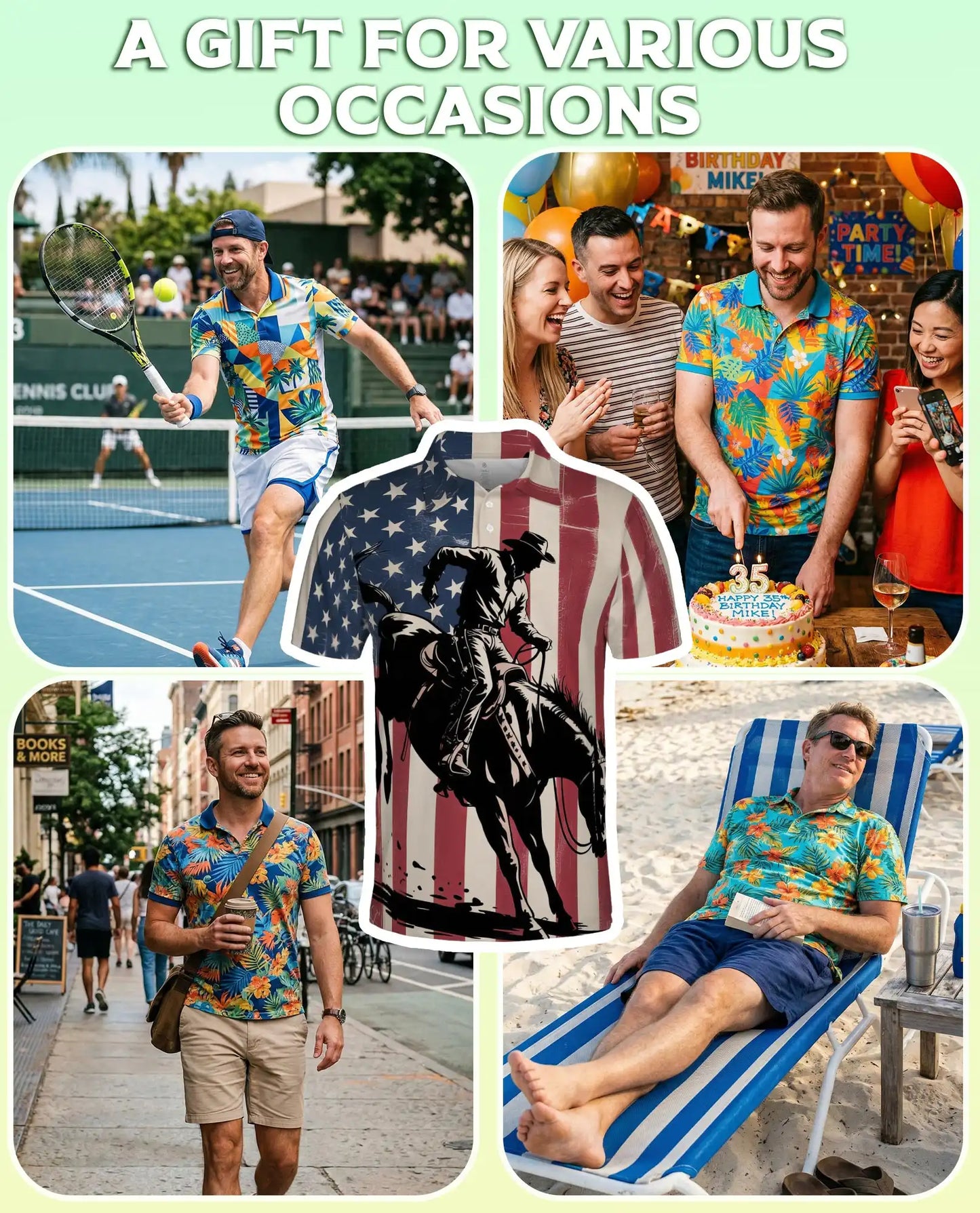 American Rodeo Polo Shirt for Men – USA Flag Western Style | Netecom
